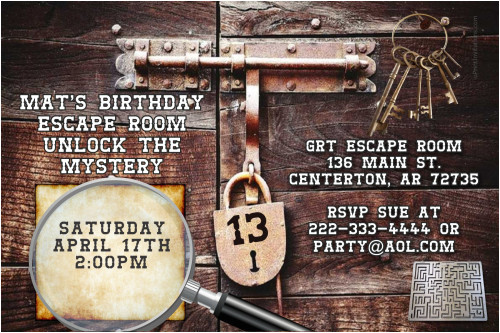 escape room party birthday invitations design online download now