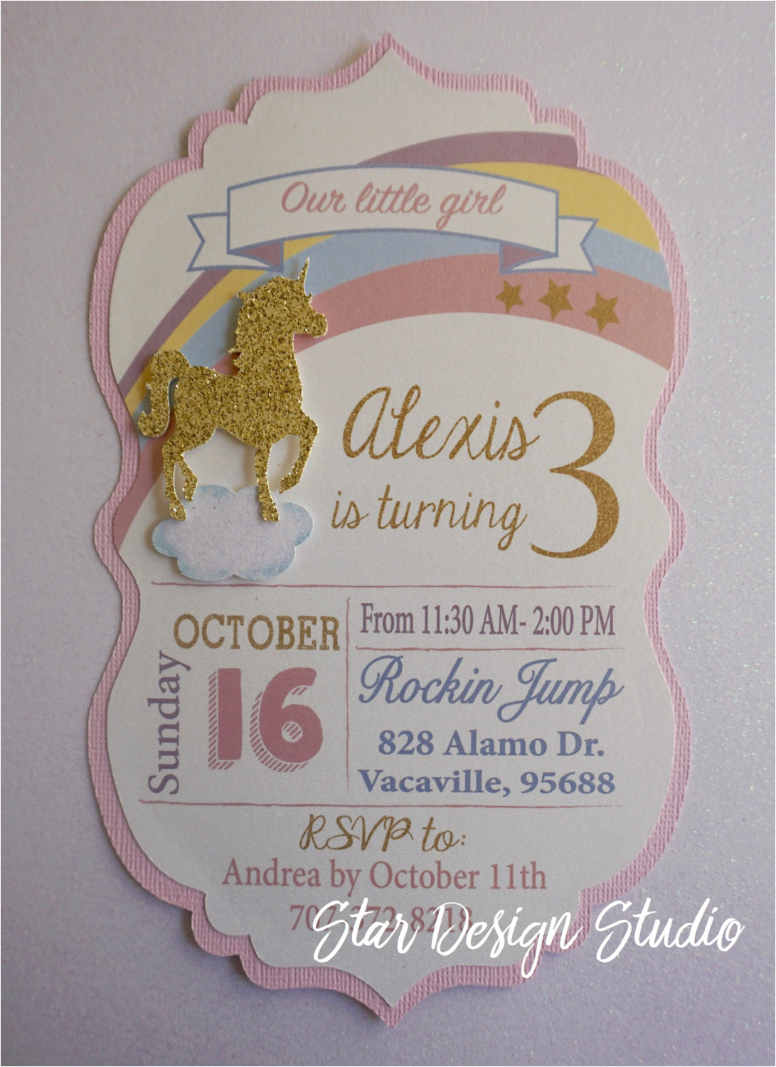 unicorn birthday invitation handmade