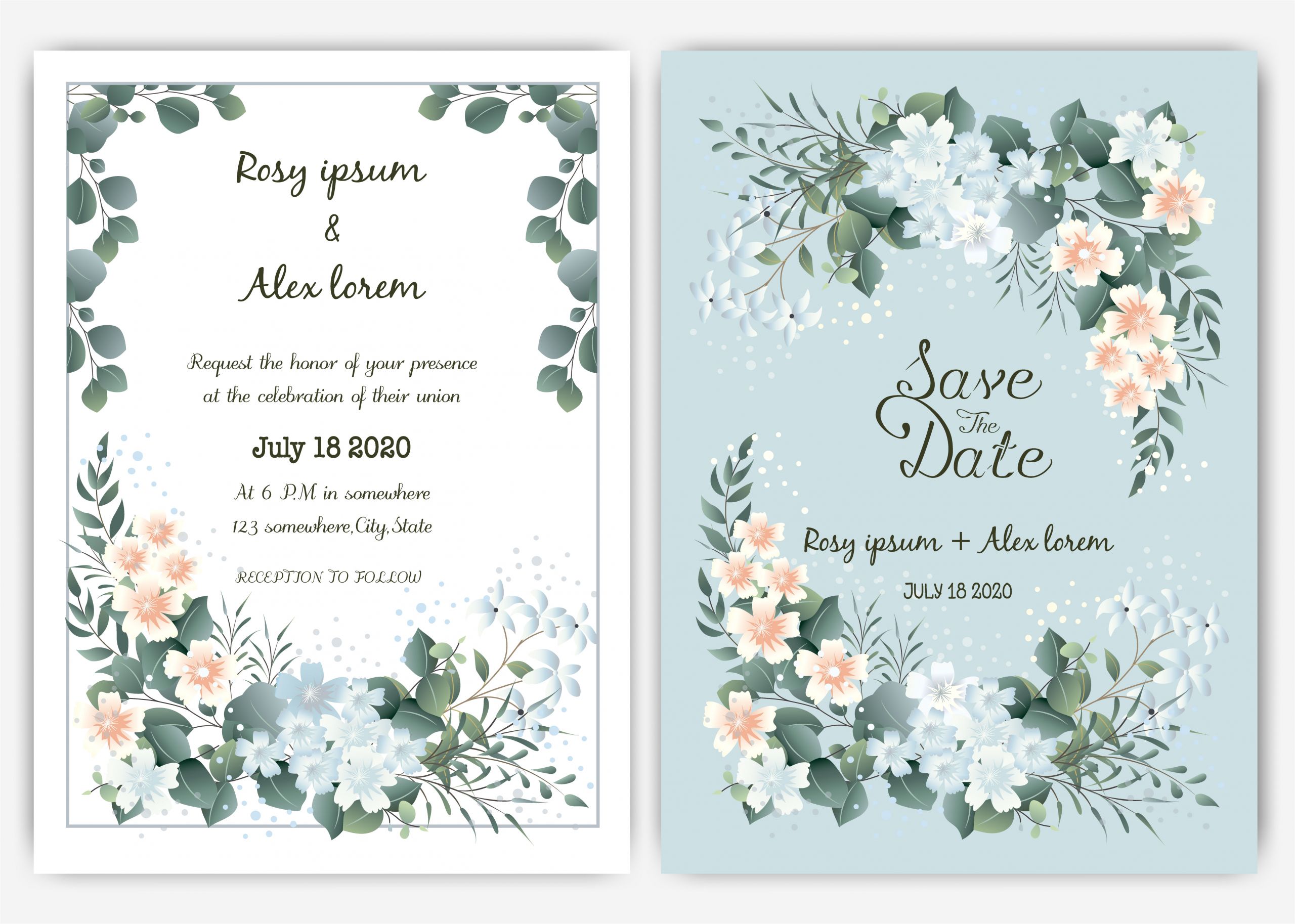 548005 greenery wedding invitation template eucalyptus wedding invitation