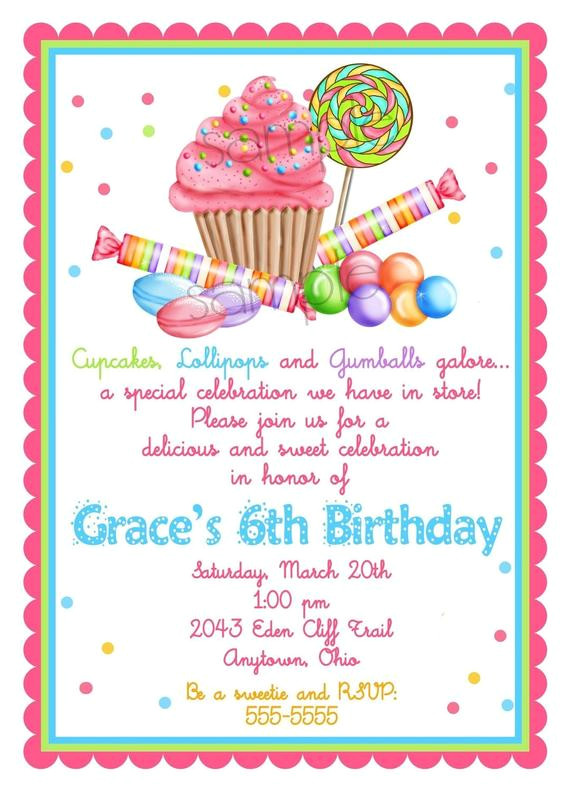 sweet shop birthday party invitations