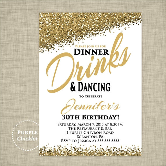 30th any age birthday invitation dinner