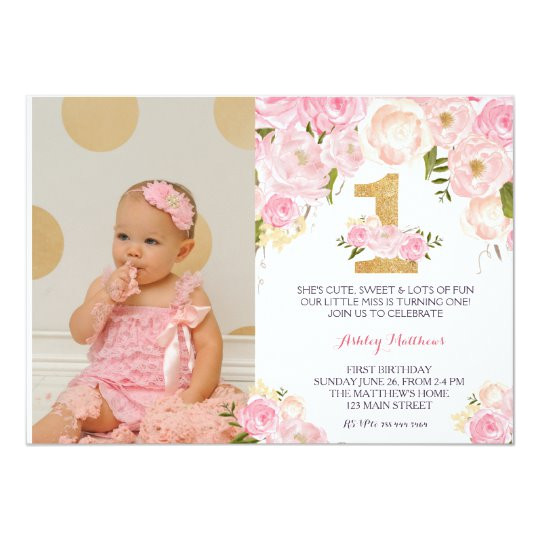 1st birthday first beautiful floral invitation card 256827753658833495