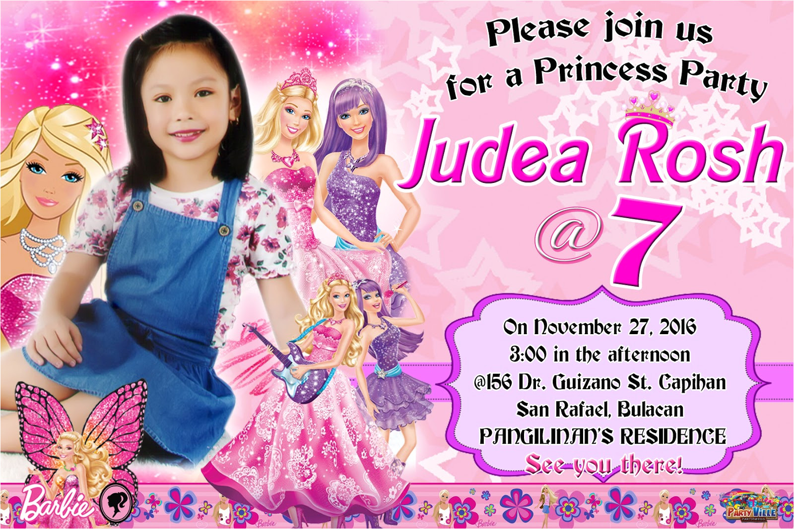 sample of invitation card for 7th birthday
