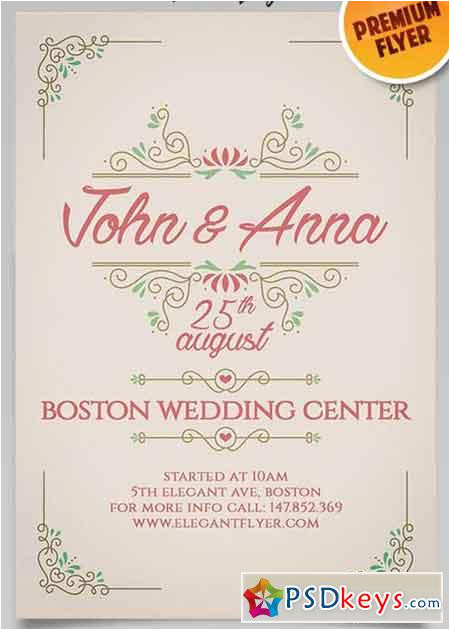 41670 vintage wedding invitation flyer psd template facebook cover