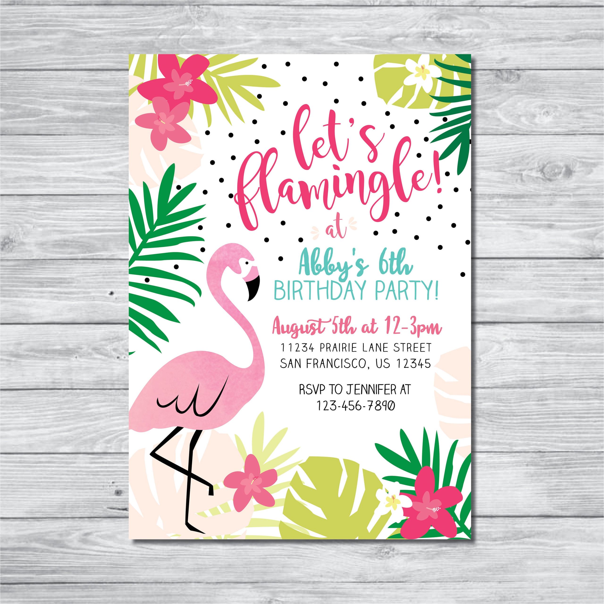 flamingo birthday invitation lets
