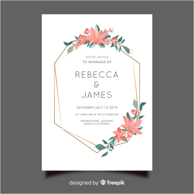floral frame wedding invitation template 5017344