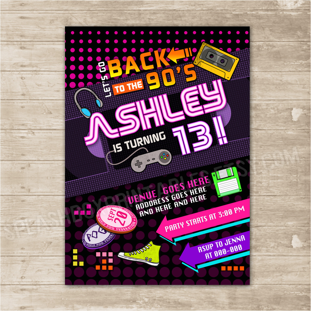 15187299 back to the 90s invitation nineties party invite flashback throwback birthd