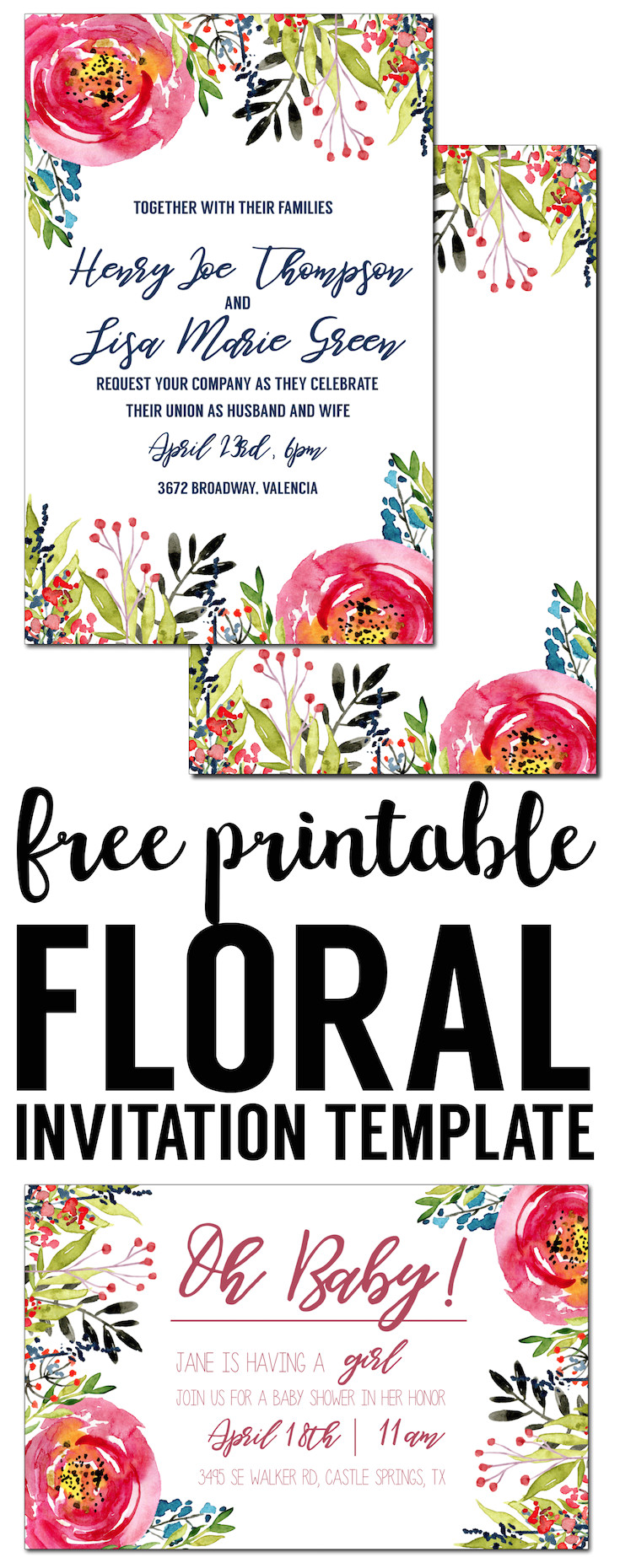 floral invitation template free printable