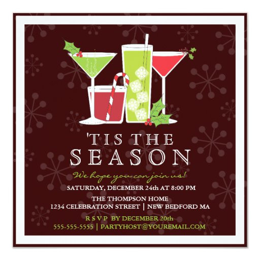 holly jolly christmas cocktail party invitation 161624293524702530