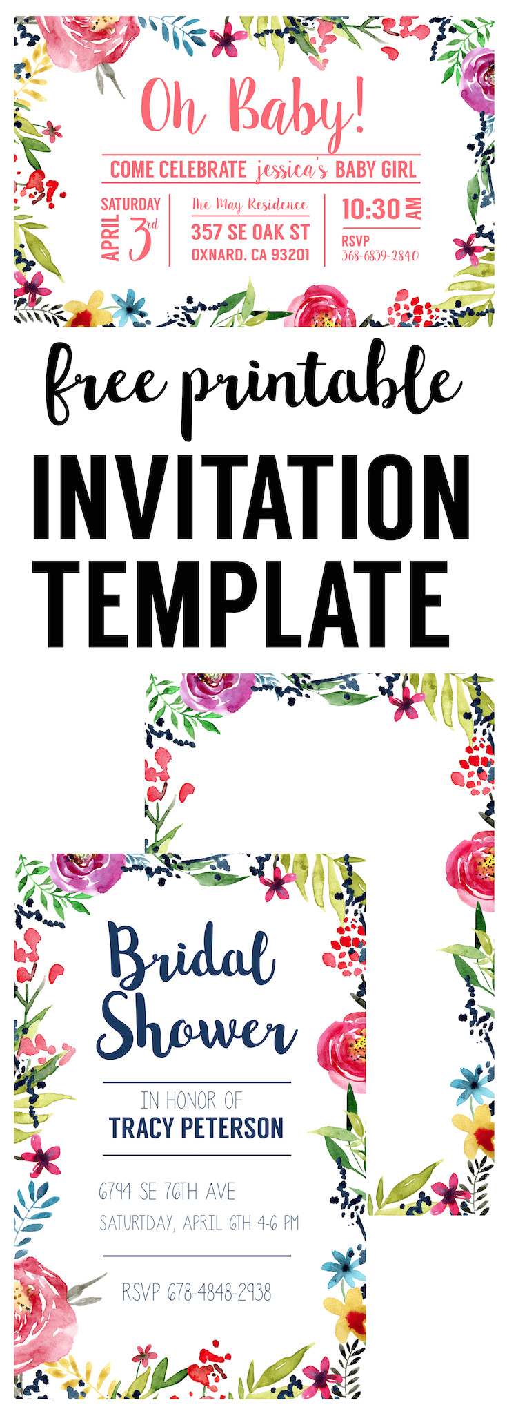 floral borders invitations free printable templates