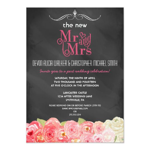 floral chalkboard post wedding party invitation 161491244204376419