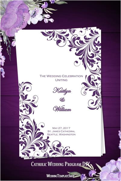 catholic church wedding program kaitlyn purple