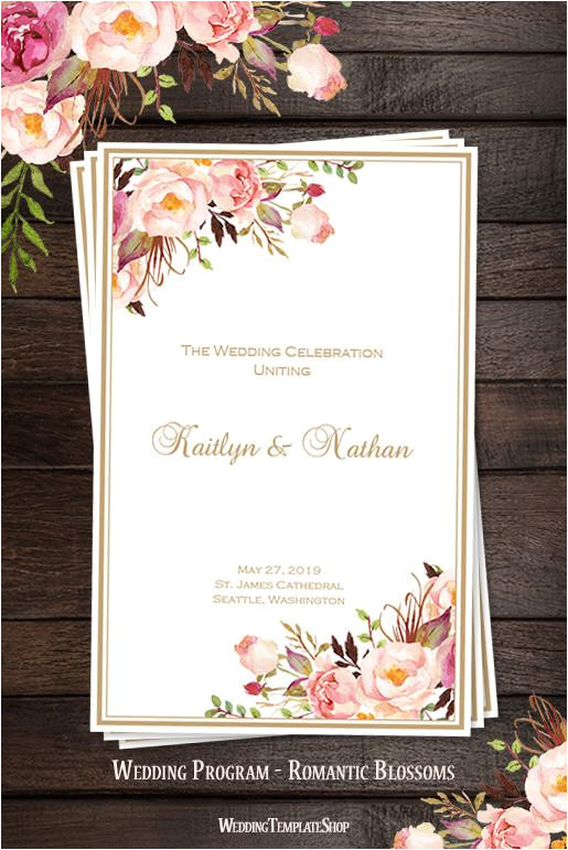 wedding program template romantic blossoms diy printable