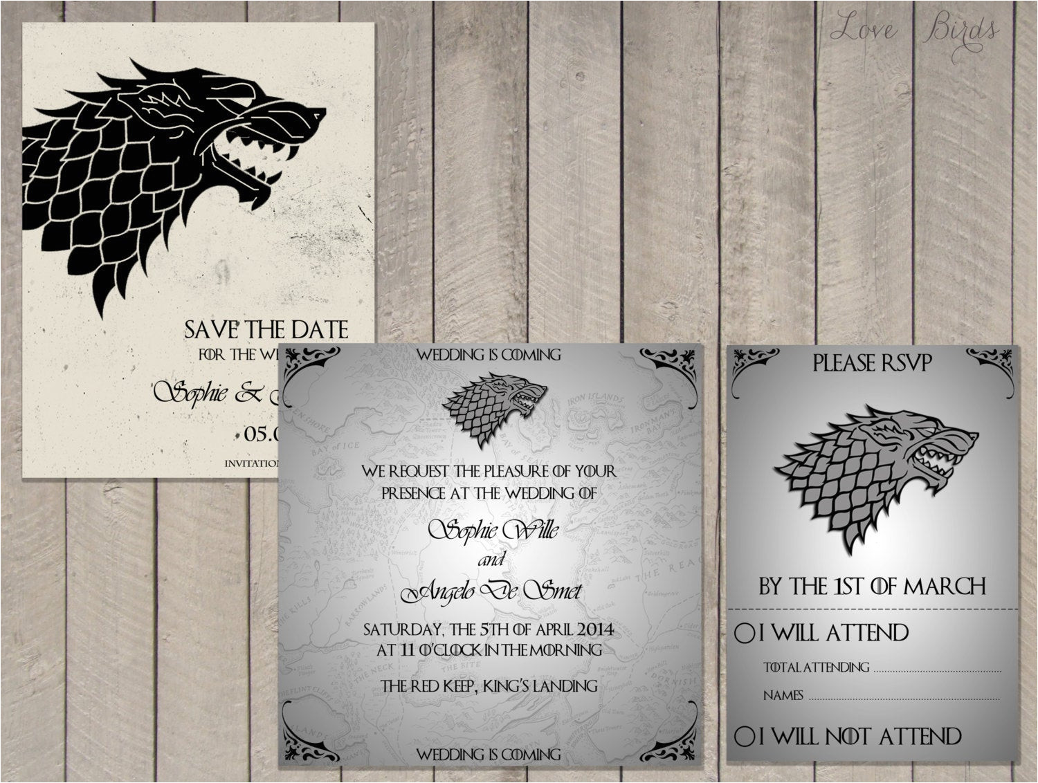 wedding invitation set game of thrones