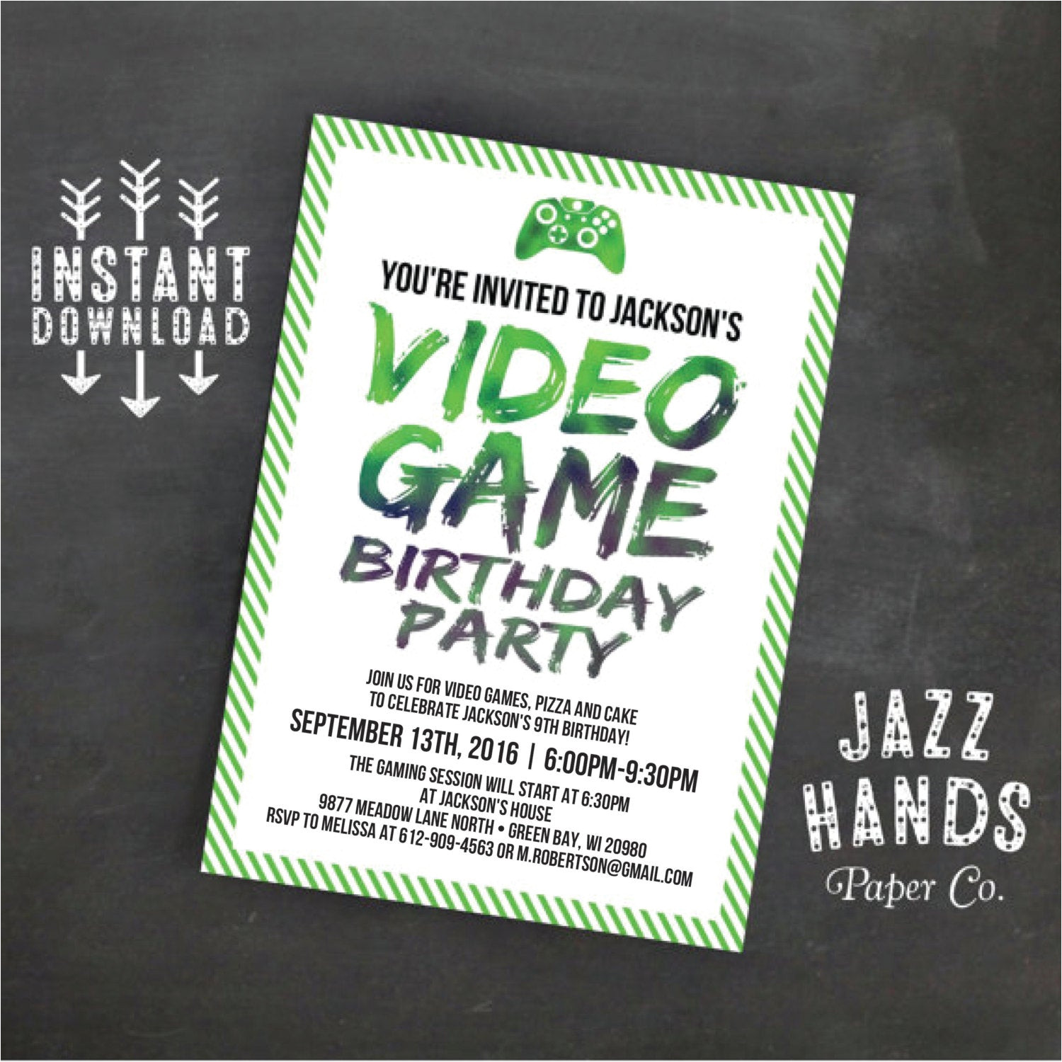 printable video game birthday invitation