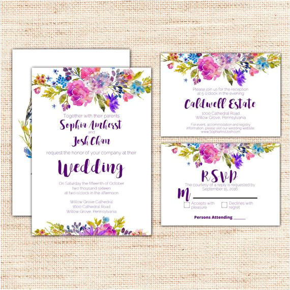 garden wedding invitation set template