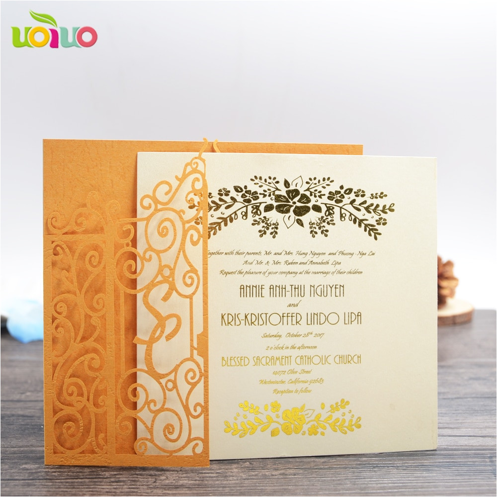 diy laser cut vintage lace gatefold wedding invitation template invite card cover with free couples name logo