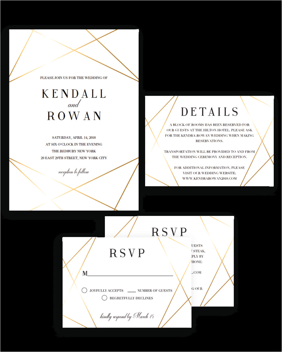 custom wedding invitation suite templates geometric lines