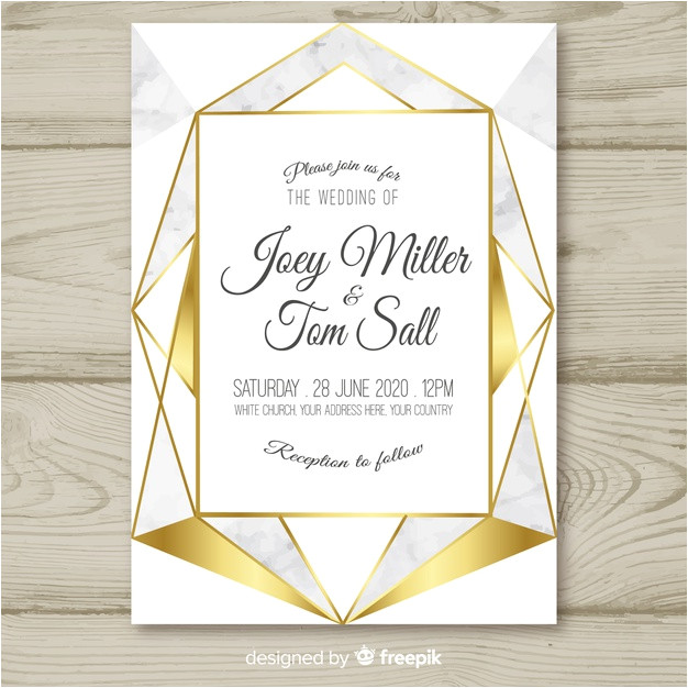 golden geometric wedding invitation template 3806307