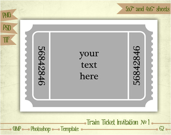 train ticket invitation n1 digital collage sheet layered template t062
