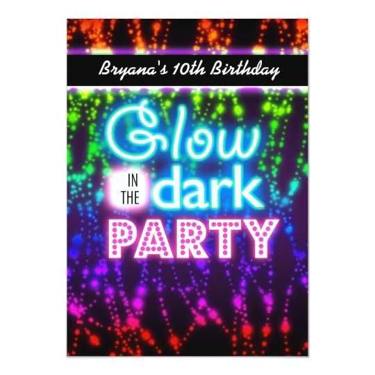 glow in the dark neon party invitations rainbow 161454347901520128