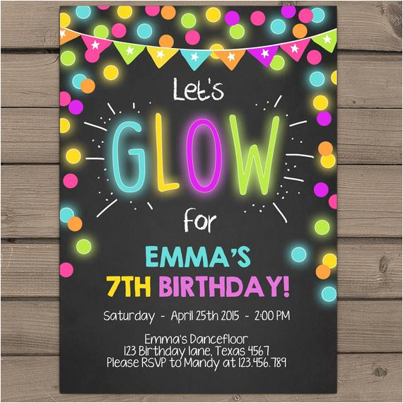 neon glow party invitation glow birthday