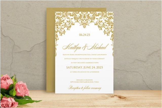 printable wedding invitation template download instantly editable text kate gold microsoft word format