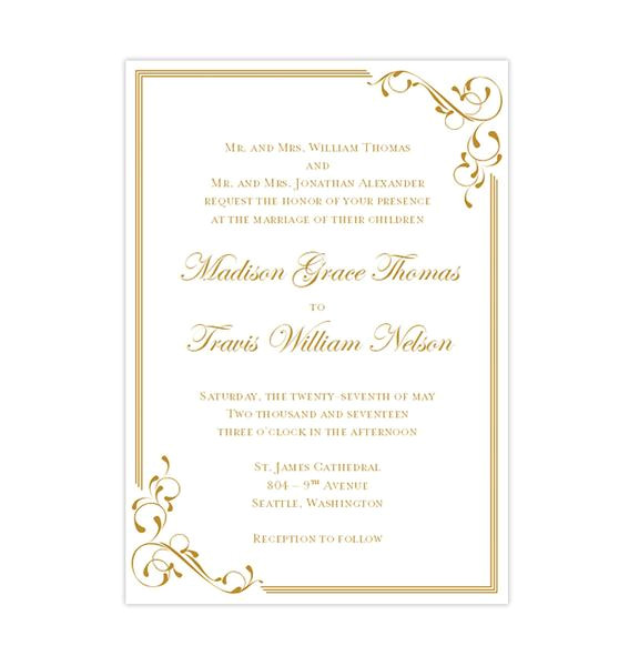 elegance wedding invitation gold