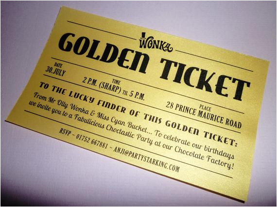 golden ticket party invitations printed