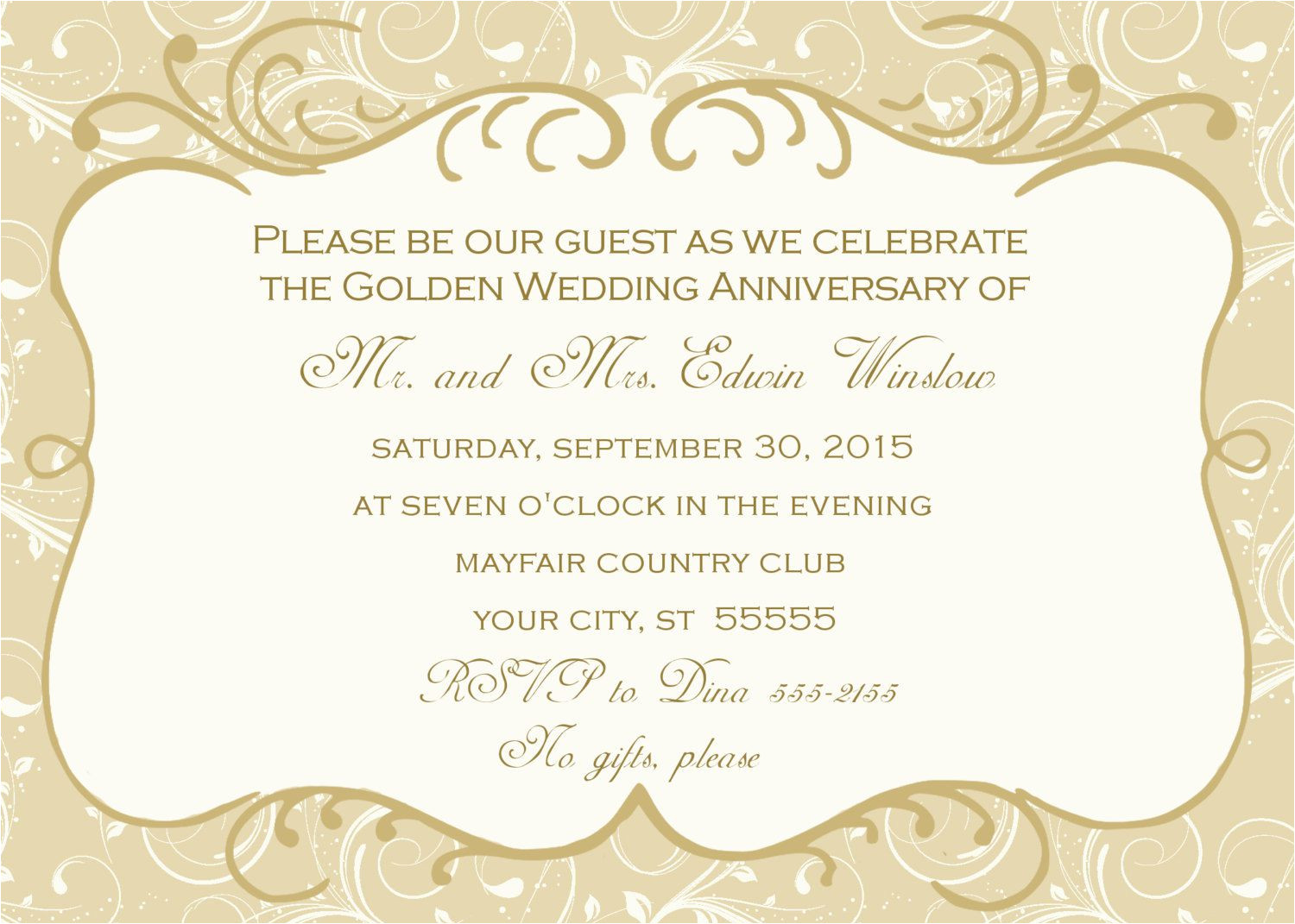 golden wedding anniversary invitations templates