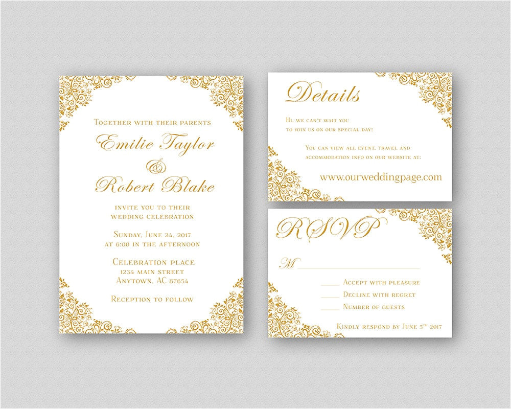 wedding invitations gold wedding