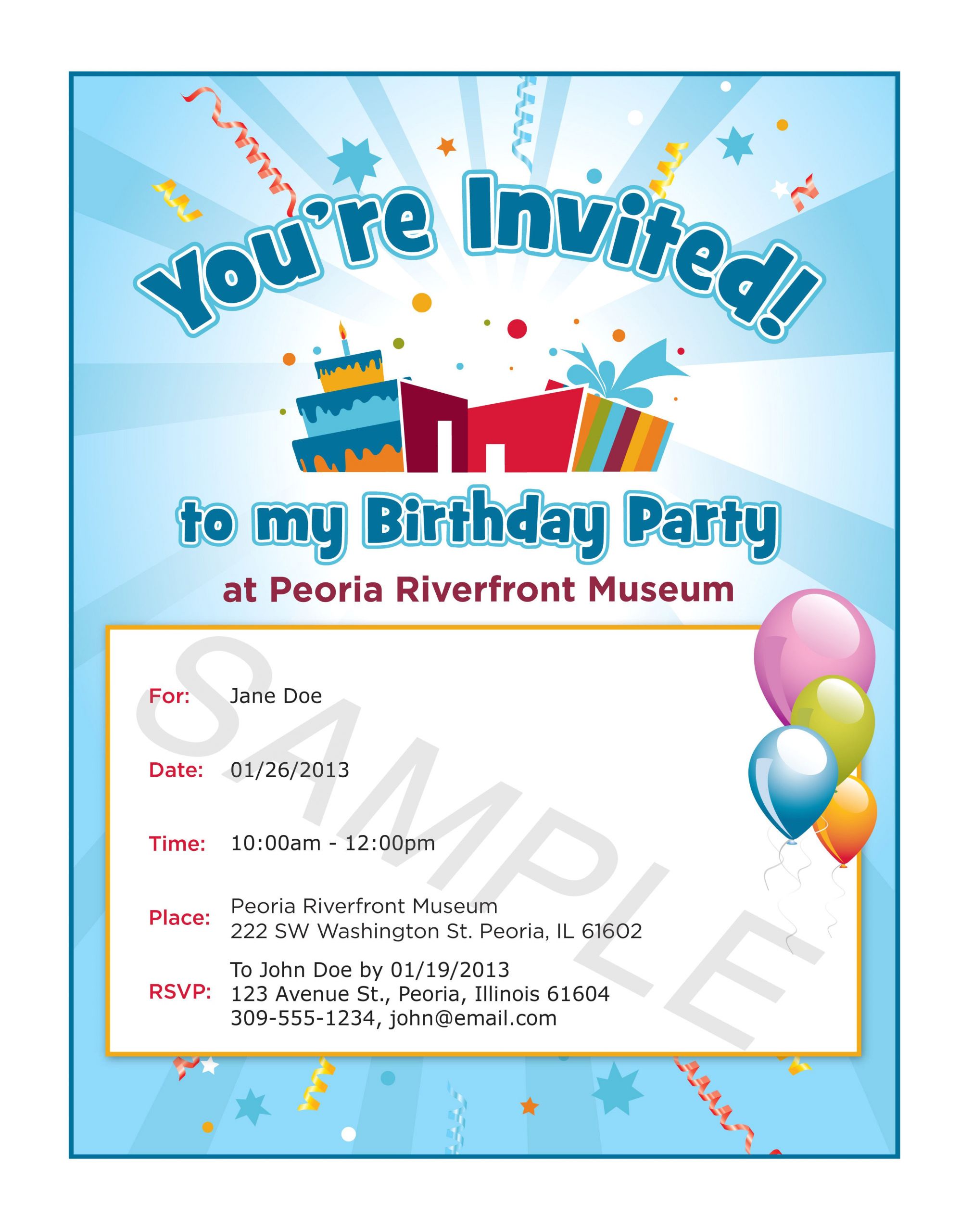 birthday party invitation template google docs