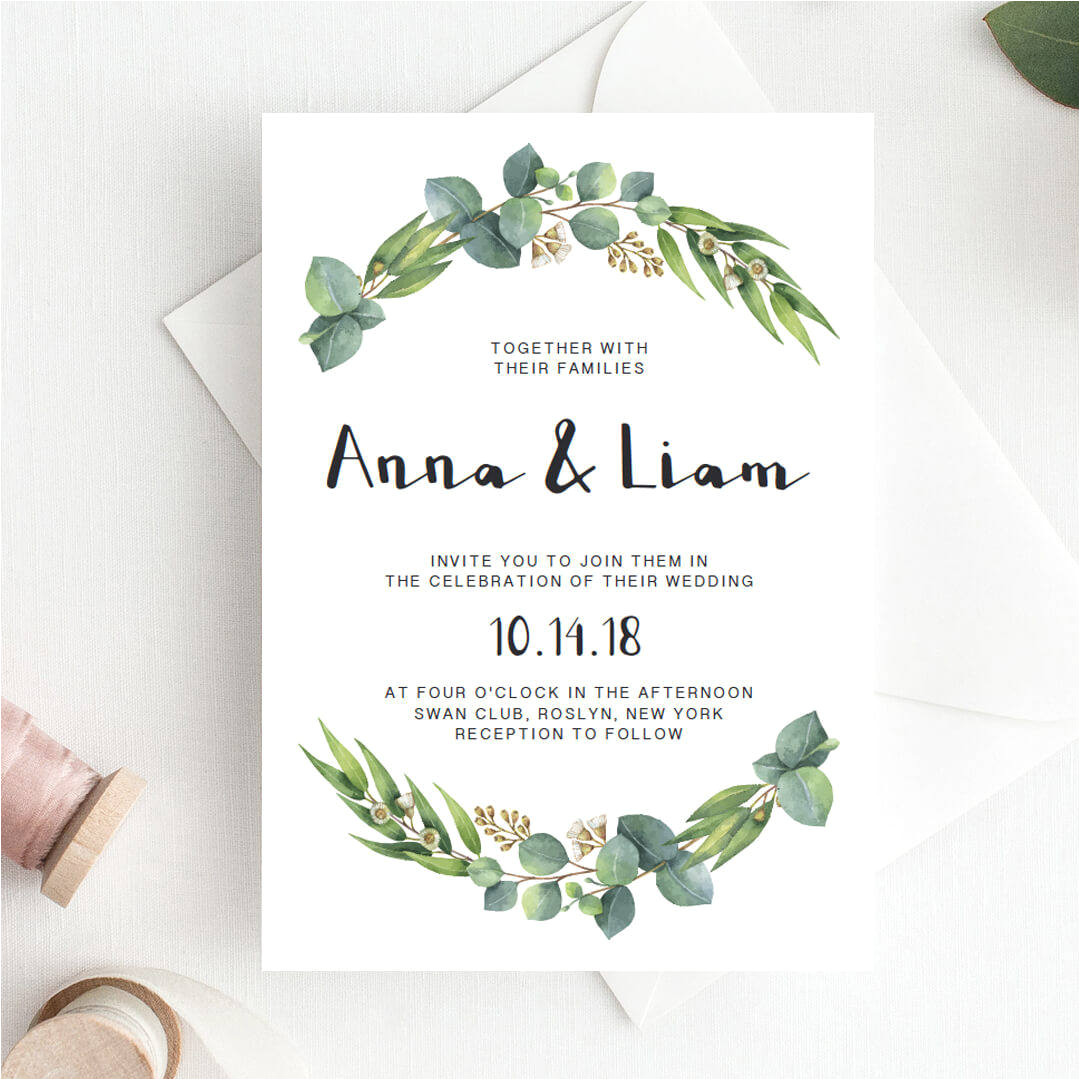 green wedding invitation template