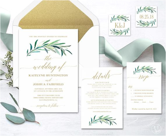 greenery wedding invitation printable