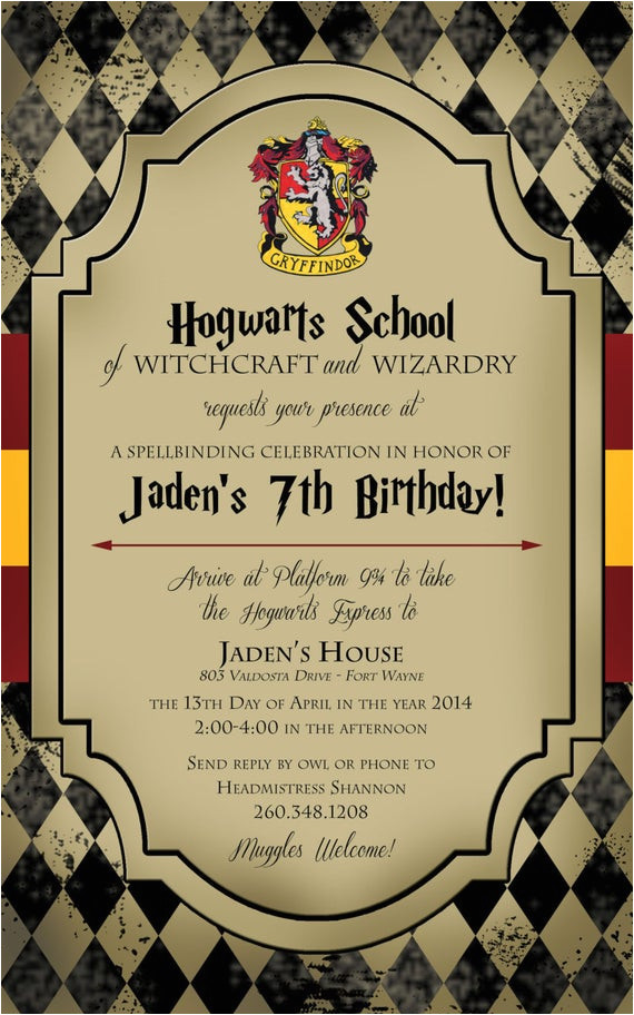 harry potter birthday invitation