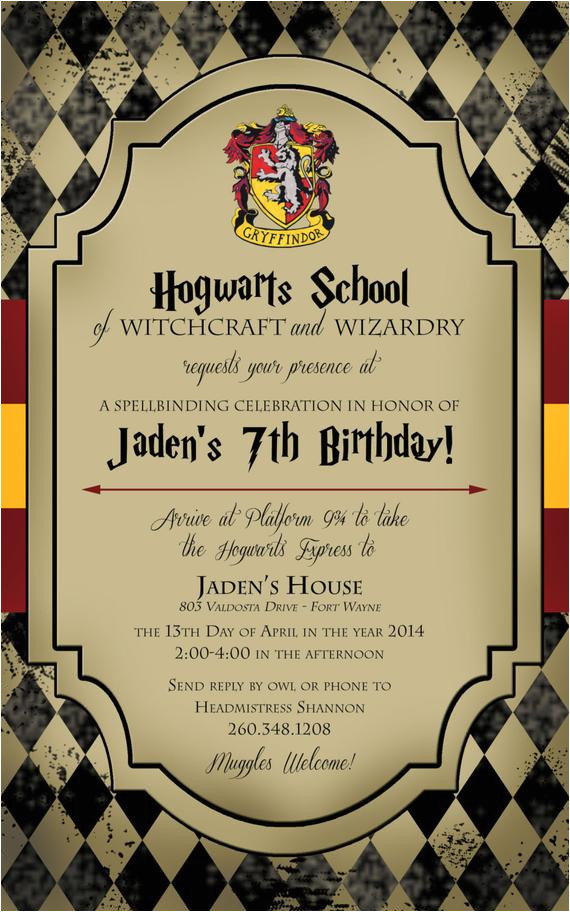 harry potter birthday invitation