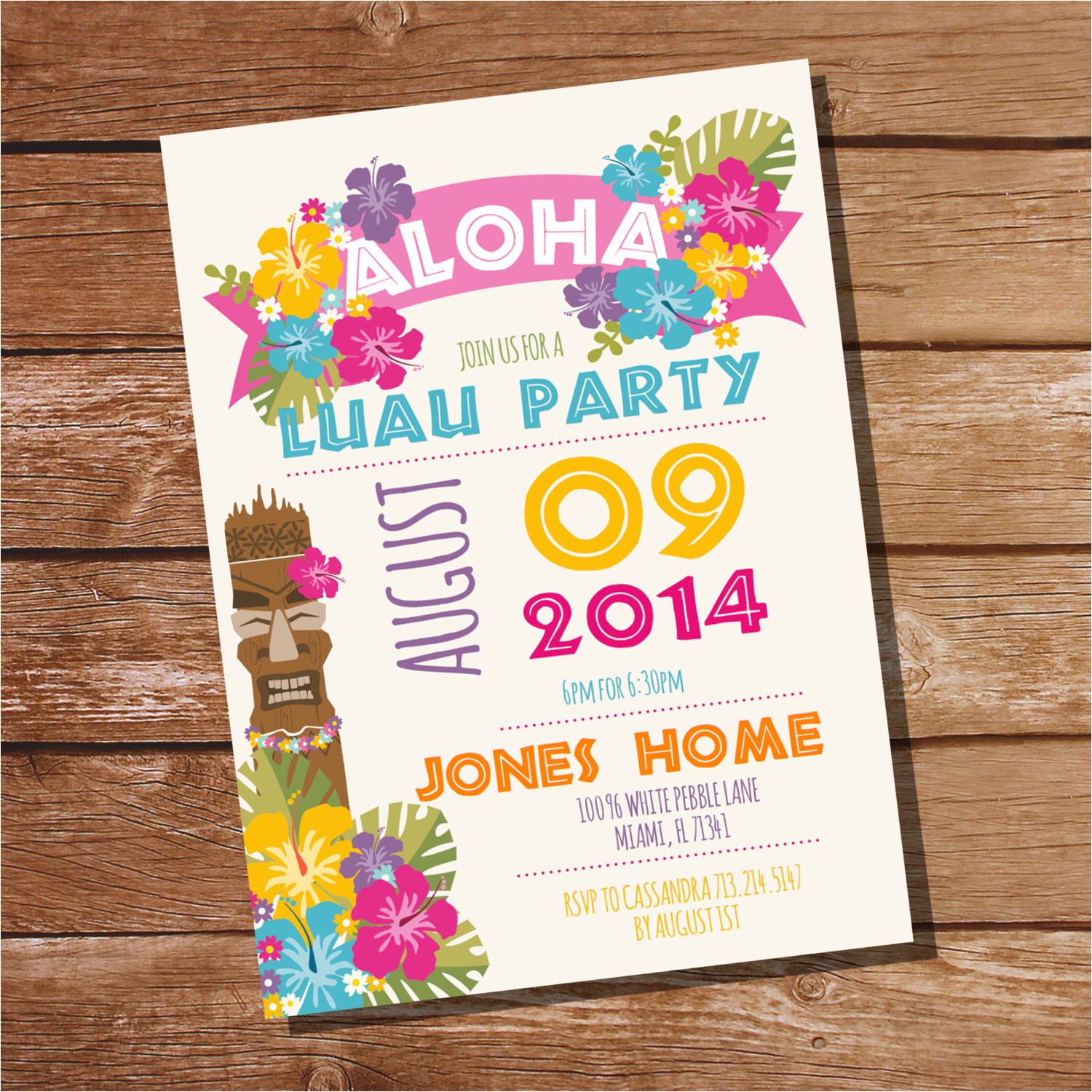 luau party invitation hawaiian party