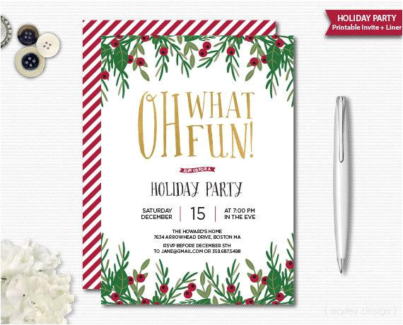 gold foil holiday party invitation
