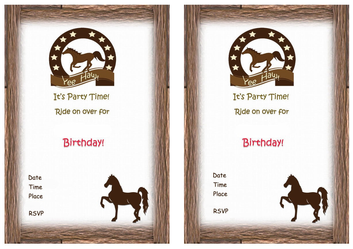 free printable horse birthday invitation