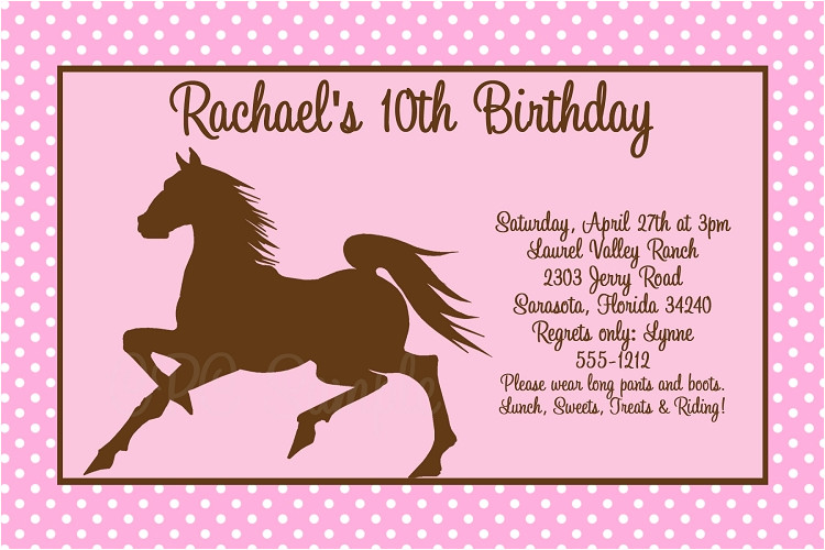 free printable horse birthday party invitations
