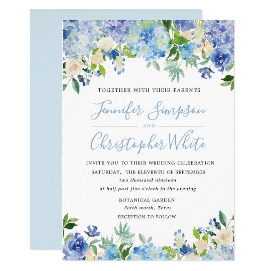 blue watercolor hydrangea wedding invitation cards 256961719909925907