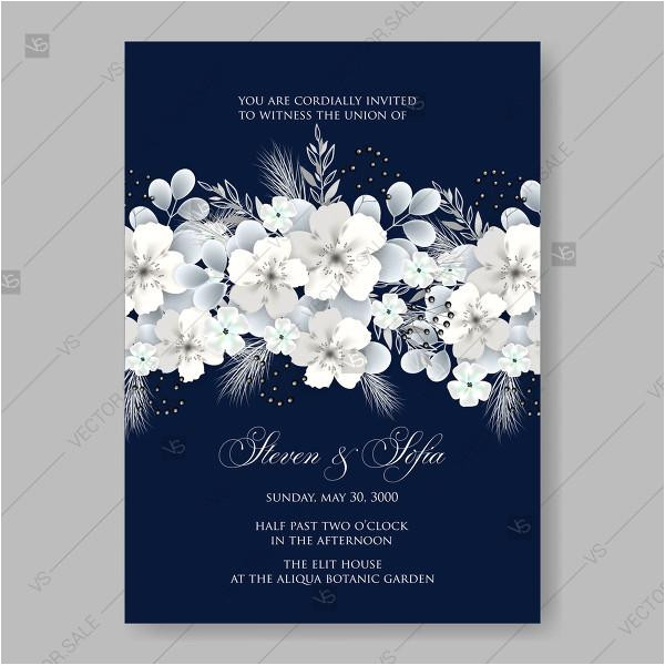 white hydrangea on blue background vector floral card for wedding invitation template autumn