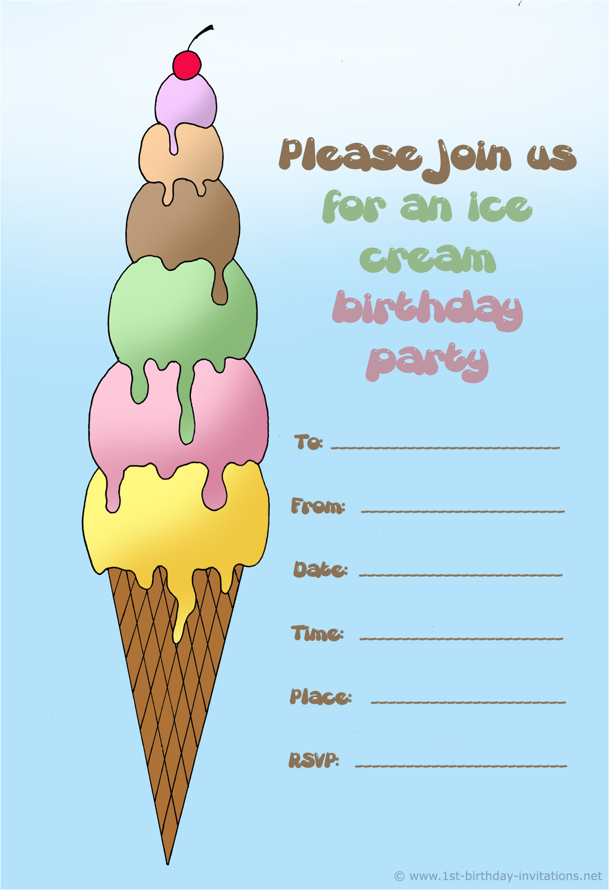 ice cream birthday invitations