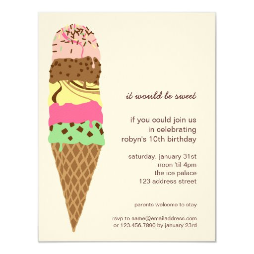 ice cream cone birthday party invitation template 161251692300397355
