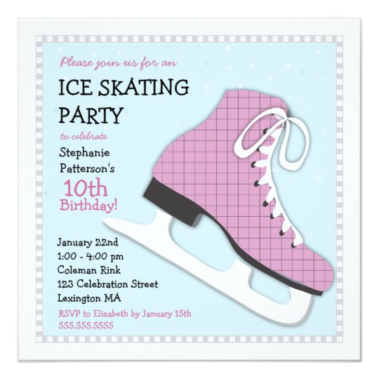 funky girl ice skating birthday party invitation 161576811464153060