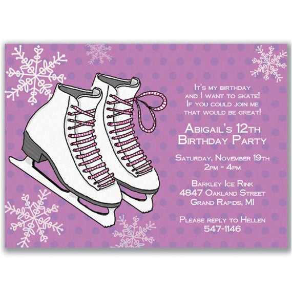 ice skates invitations girls for