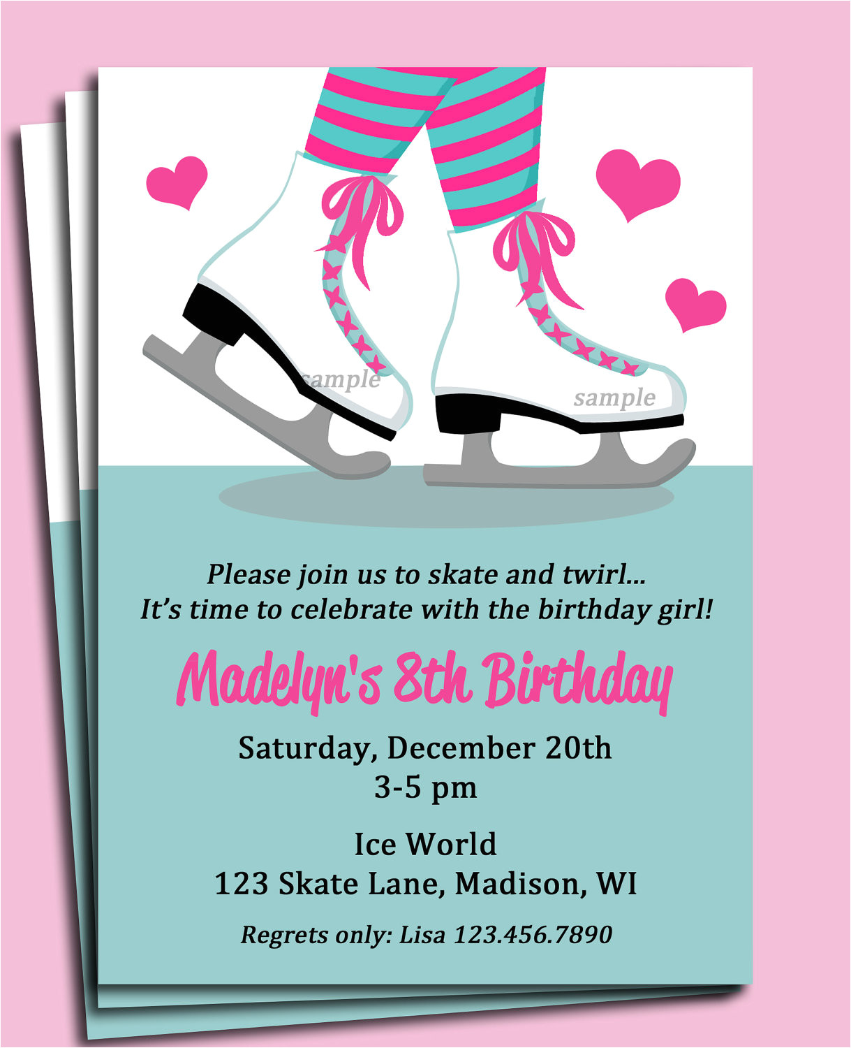 ice skating invitation printable or