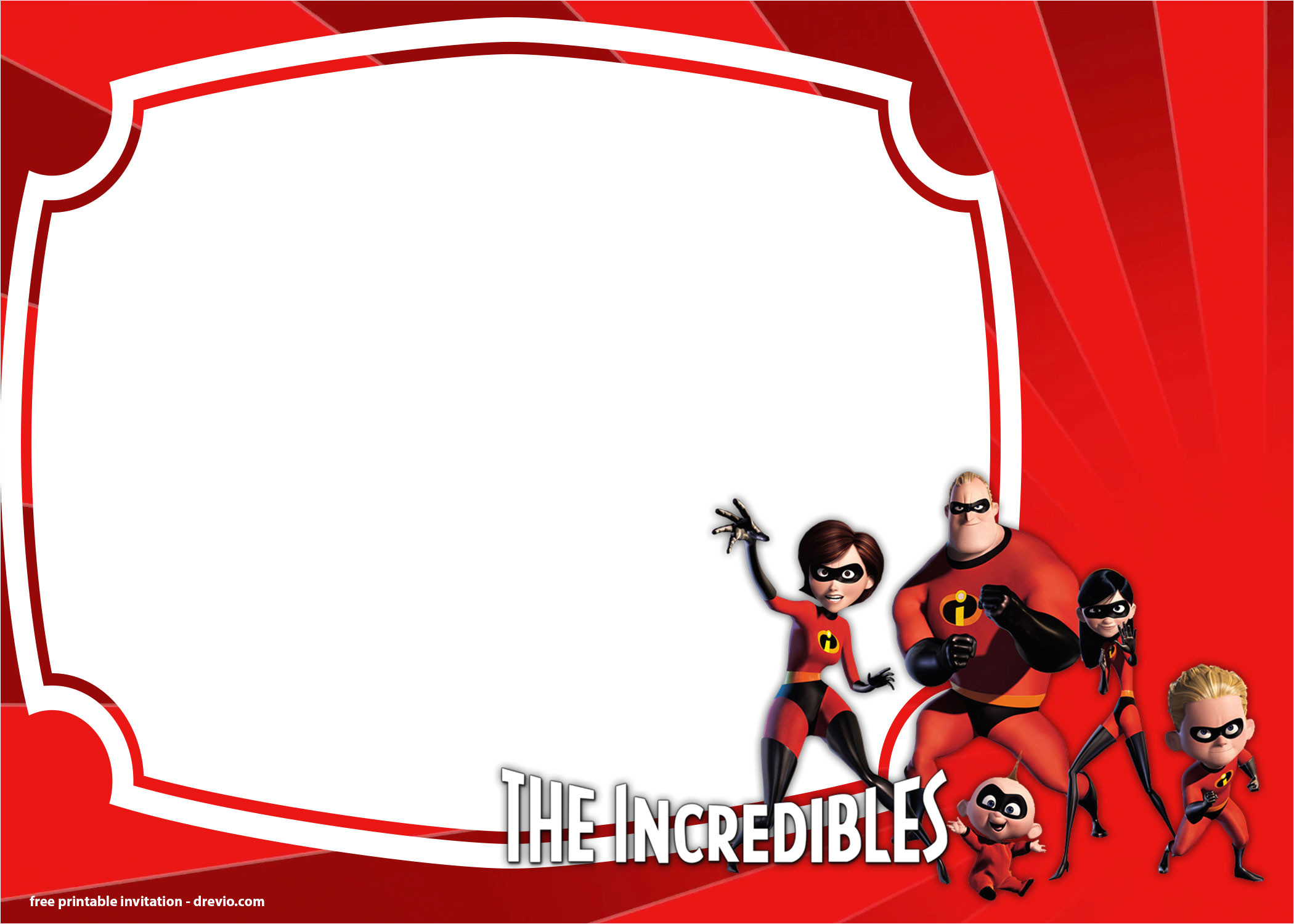 free the incredibles 2 birthday invitations templates