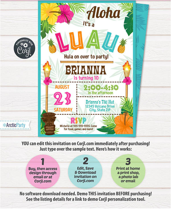 luau party invitation designs templates