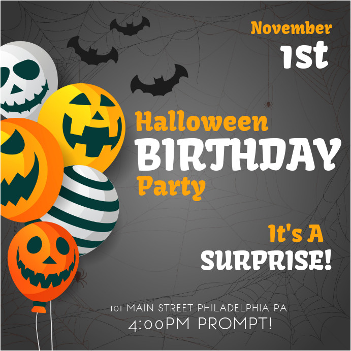 spooky halloween themed birthday party instagram invitation design template